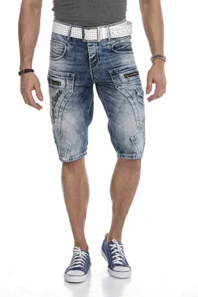 CK101 Herren Capri Shorts mit trendigen Ziernähten