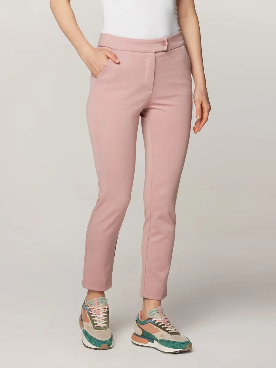 Elegante Damen Stoffhose in Rosarot, und ohne Stoffmusterung 15076