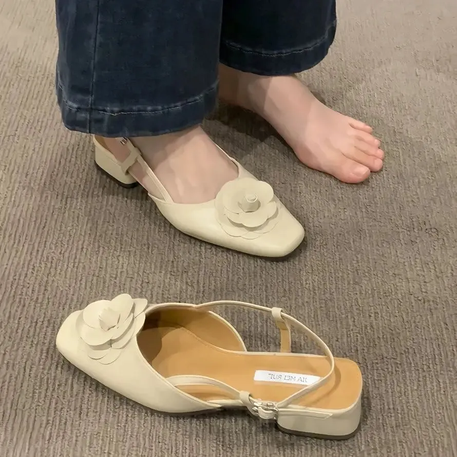 Heidi Absätze Schnallen Quadratische Sandalen