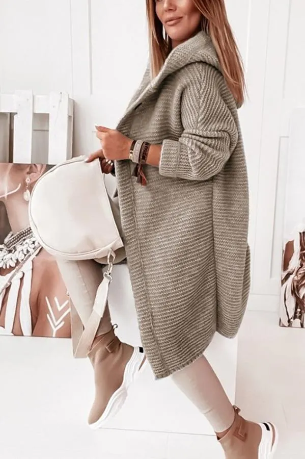 Heidi-Mode | Knopf-Front Hoodie Cardigan Kaffee