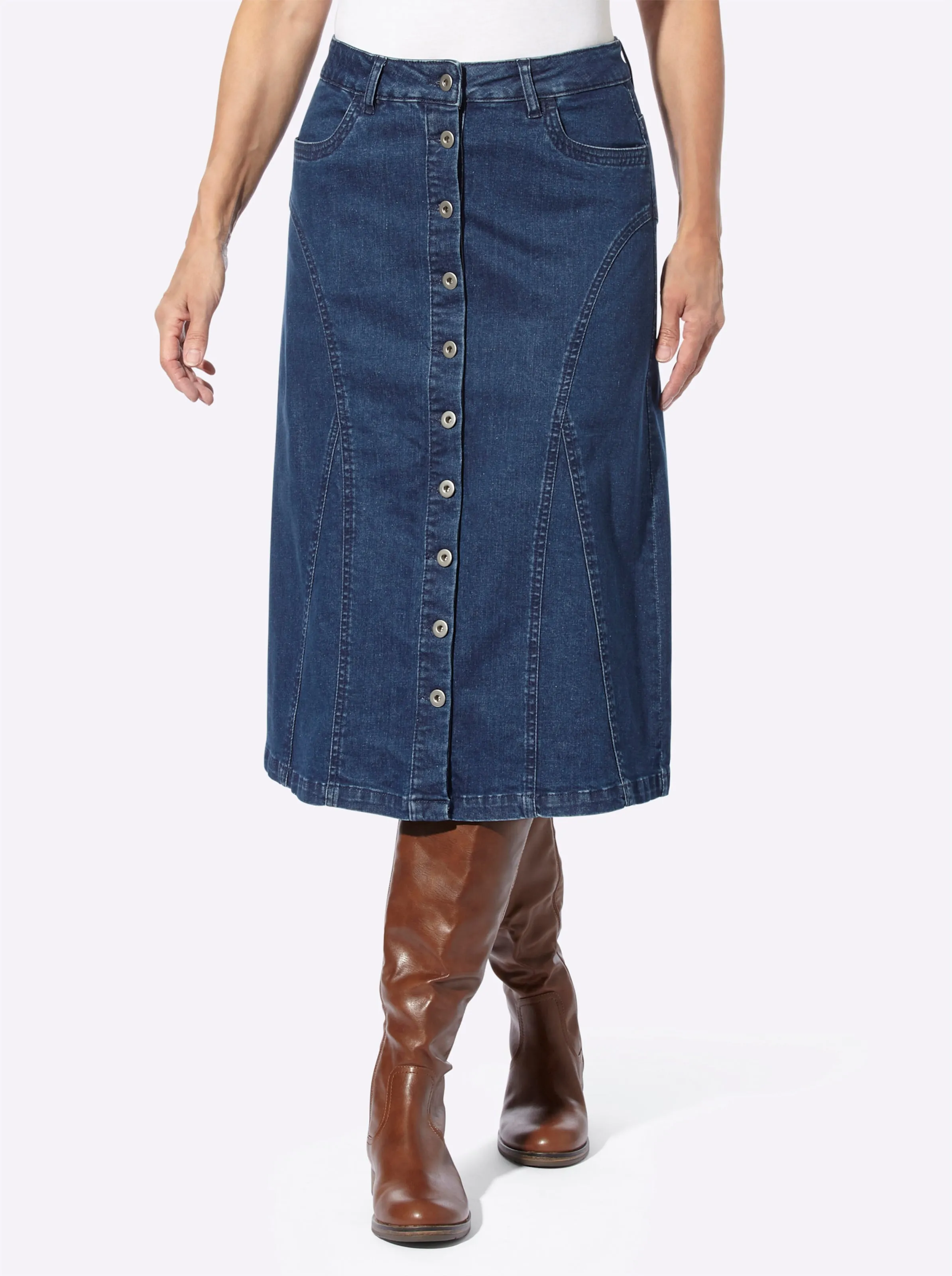 Jeans-Rock in blue-stone-washed