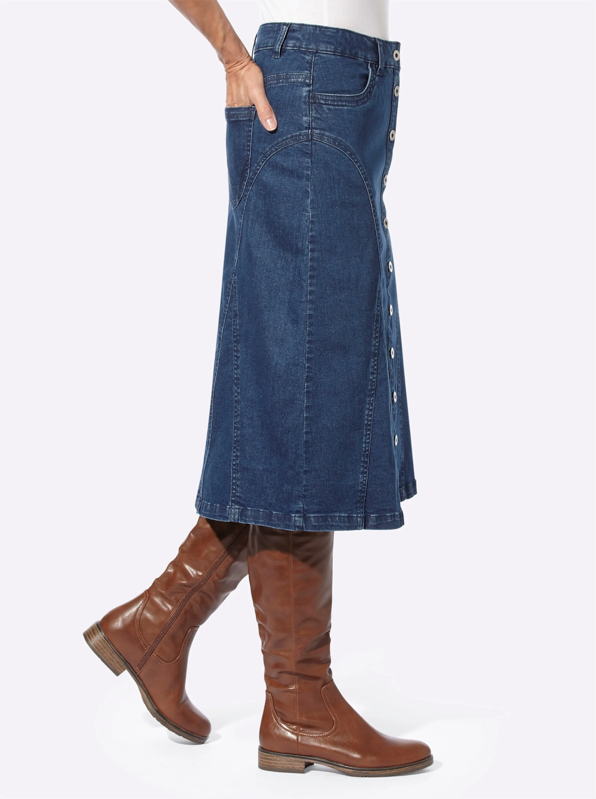 Jeans-Rock in blue-stone-washed
