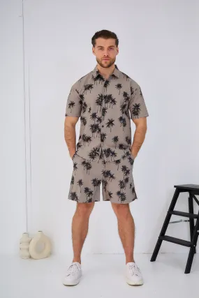 Set aus Kurzarmhemd und Jogginghose mit Blumenmuster