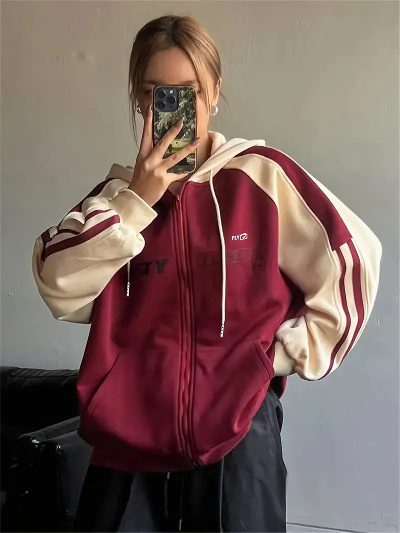 Sportlicher Hoodie mit Buchstaben-Print und Farbblockdesign