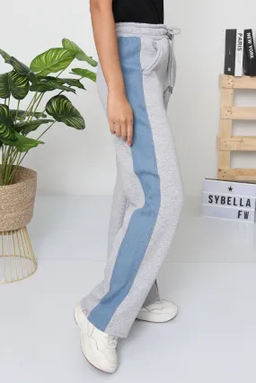 Weite Jogginghose mit verblasstem Jeansstreifen